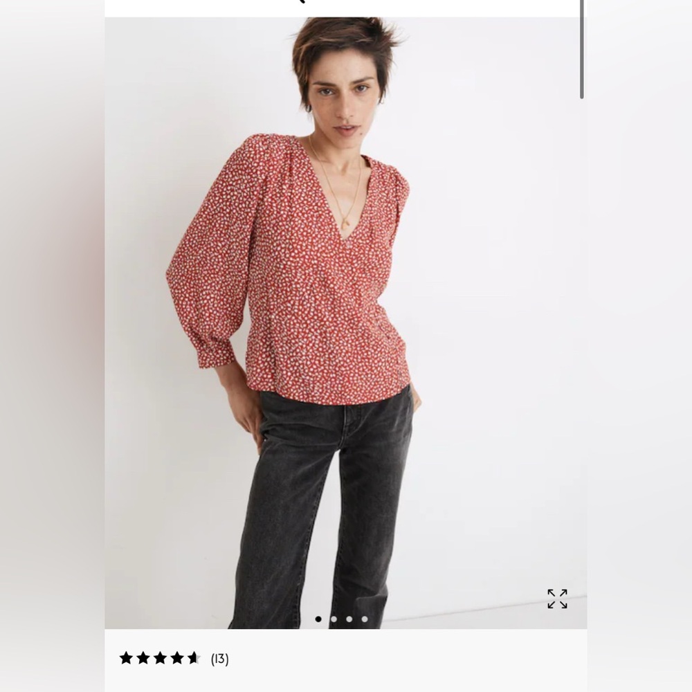 Madewell Kinston Side-Button Wrap Top, Park Picnic Red Floral, XXL